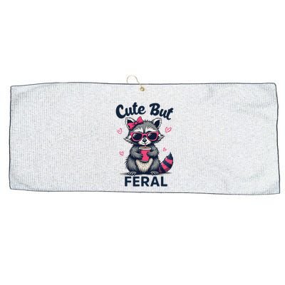 Cute But Feral Girl Summer Raccoon Funny Women Large Microfiber Waffle Golf Towel