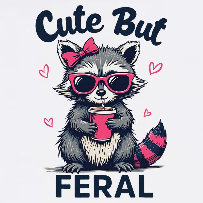 Cute But Feral Girl Summer Raccoon Funny Women Women's Crop Top Tee