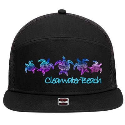 Clearwater Beach Fl Beach Design / Tribal Turtle Gift Meaningful Gift 7 Panel Mesh Trucker Snapback Hat