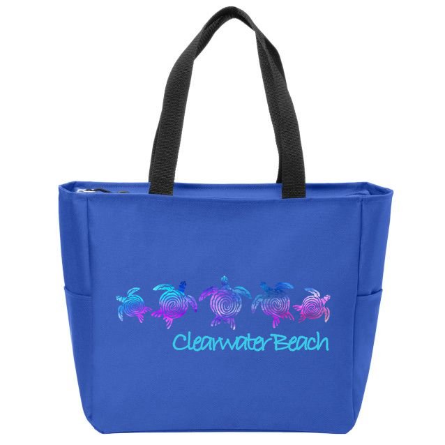 Clearwater Beach Fl Beach Design / Tribal Turtle Gift Meaningful Gift Zip Tote Bag