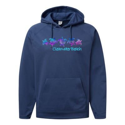 Clearwater Beach Fl Beach Design / Tribal Turtle Gift Meaningful Gift Performance Fleece Hoodie