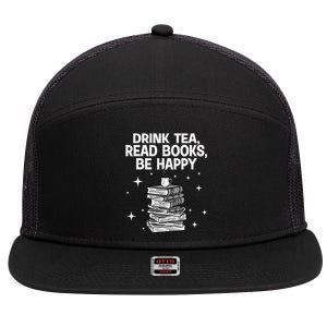 Cool Books For Men Women Tea Book Lovers Reading Bookworm 7 Panel Mesh Trucker Snapback Hat