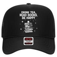 Cool Books For Men Women Tea Book Lovers Reading Bookworm High Crown Mesh Back Trucker Hat