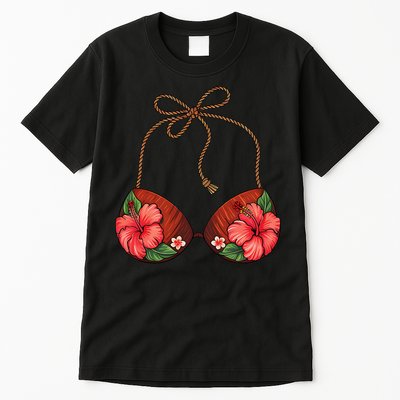Coconut Bra Flower Boobs Funny Coconut Summer Aloha Beach Tall T-Shirt