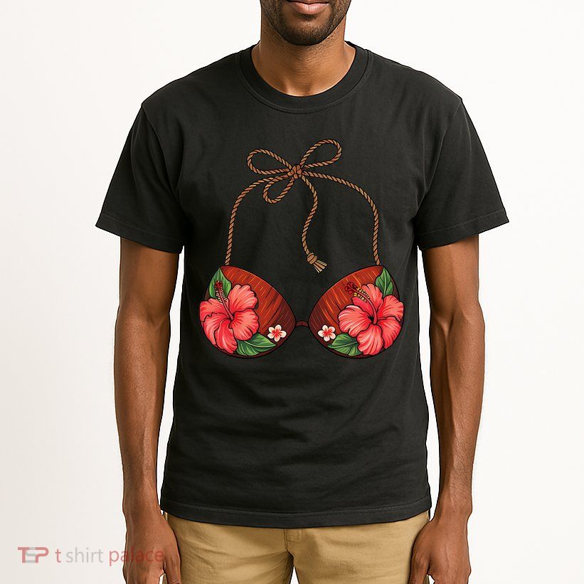 Coconut Bra Flower Boobs Funny Coconut Summer Aloha Beach Tall T-Shirt