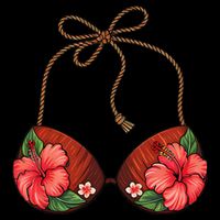 Coconut Bra Flower Boobs Funny Coconut Summer Aloha Beach Drawstring Bag