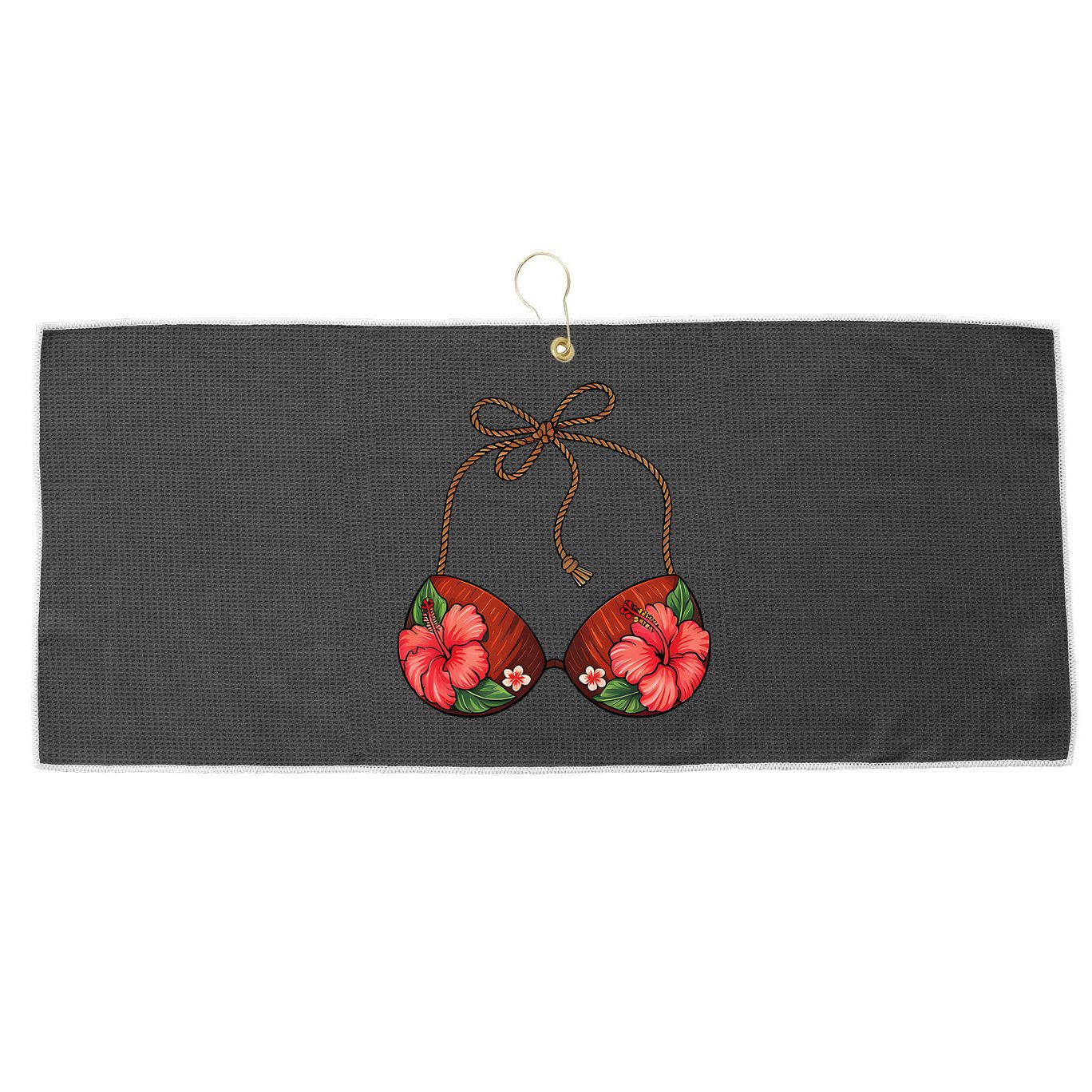 Coconut Bra Flower Boobs Funny Coconut Summer Aloha Beach Large Microfiber Waffle Golf Towel
