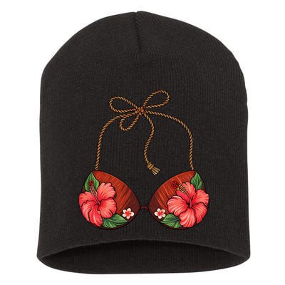 Coconut Bra Flower Boobs Funny Coconut Summer Aloha Beach Short Acrylic Beanie