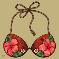 Coconut Bra Flower Boobs Funny Coconut Summer Aloha Beach T-Shirt