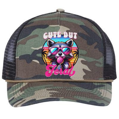 Cute But Feral Funny Trash Panda Quirk Retro Rope Trucker Hat Cap