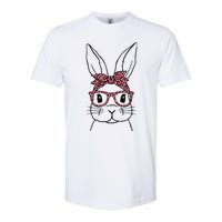 Cute Bunny Face Leopard Glasses Headband Happy Easter Day Softstyle CVC T-Shirt