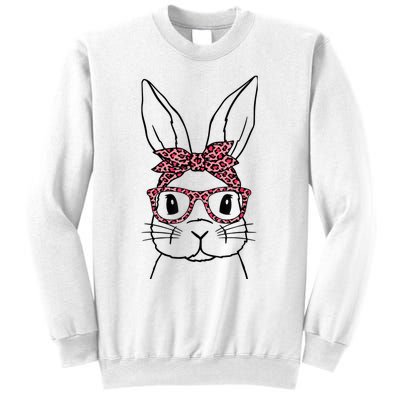 Cute Bunny Face Leopard Glasses Headband Happy Easter Day Sweatshirt