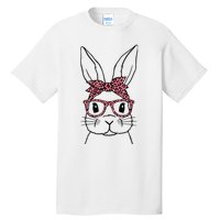 Cute Bunny Face Leopard Glasses Headband Happy Easter Day Tall T-Shirt