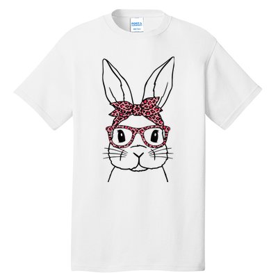 Cute Bunny Face Leopard Glasses Headband Happy Easter Day Tall T-Shirt