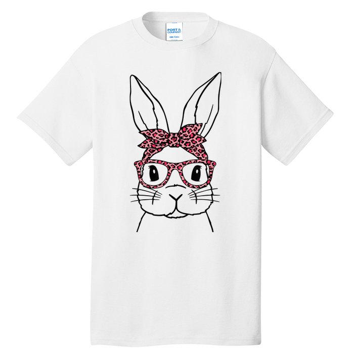 Cute Bunny Face Leopard Glasses Headband Happy Easter Day Tall T-Shirt