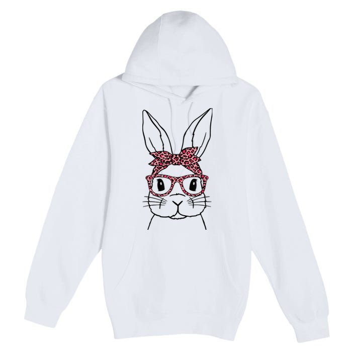 Cute Bunny Face Leopard Glasses Headband Happy Easter Day Premium Pullover Hoodie