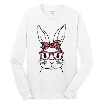 Cute Bunny Face Leopard Glasses Headband Happy Easter Day Tall Long Sleeve T-Shirt