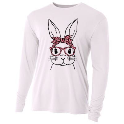 Cute Bunny Face Leopard Glasses Headband Happy Easter Day Cooling Performance Long Sleeve Crew