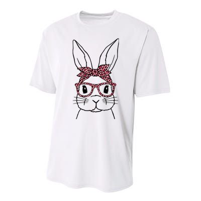 Cute Bunny Face Leopard Glasses Headband Happy Easter Day Performance Sprint T-Shirt