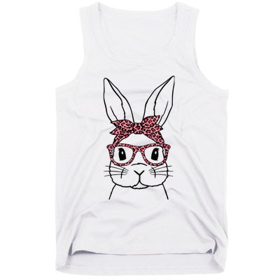 Cute Bunny Face Leopard Glasses Headband Happy Easter Day Tank Top