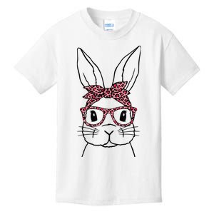 Cute Bunny Face Leopard Glasses Headband Happy Easter Day Kids T-Shirt