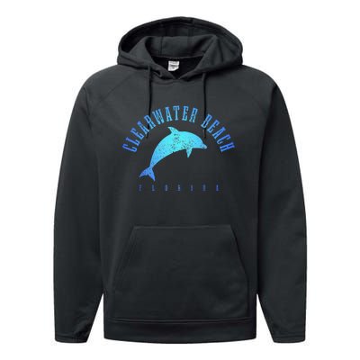 Clearwater Beach Florida FL Dolphin Vacation Souvenir Performance Fleece Hoodie