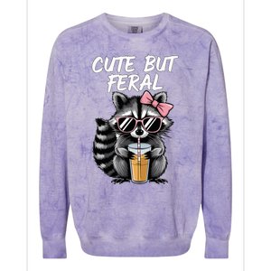 Cute But Feral Raccoon Colorblast Crewneck Sweatshirt