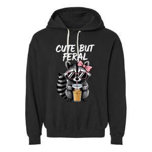 Cute But Feral Raccoon Garment-Dyed Fleece Hoodie