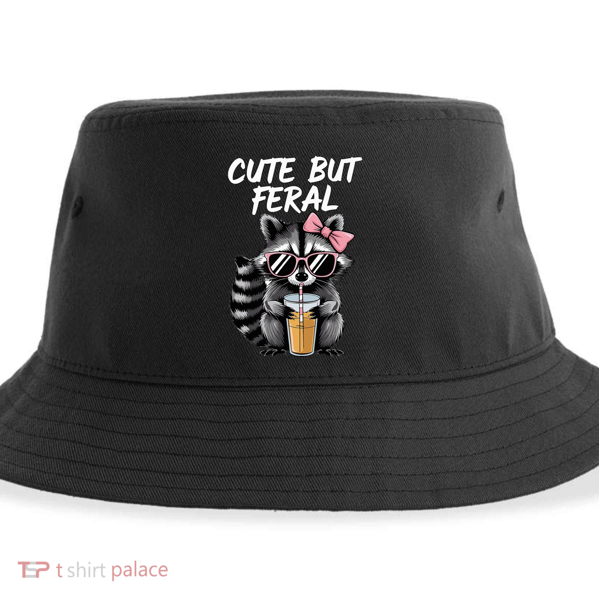Cute But Feral Raccoon Sustainable Bucket Hat