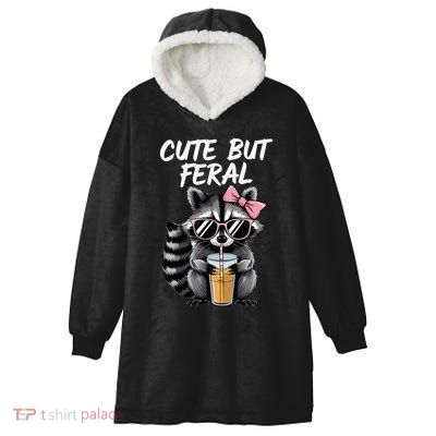 Cute But Feral Raccoon Hooded Wearable Blanket