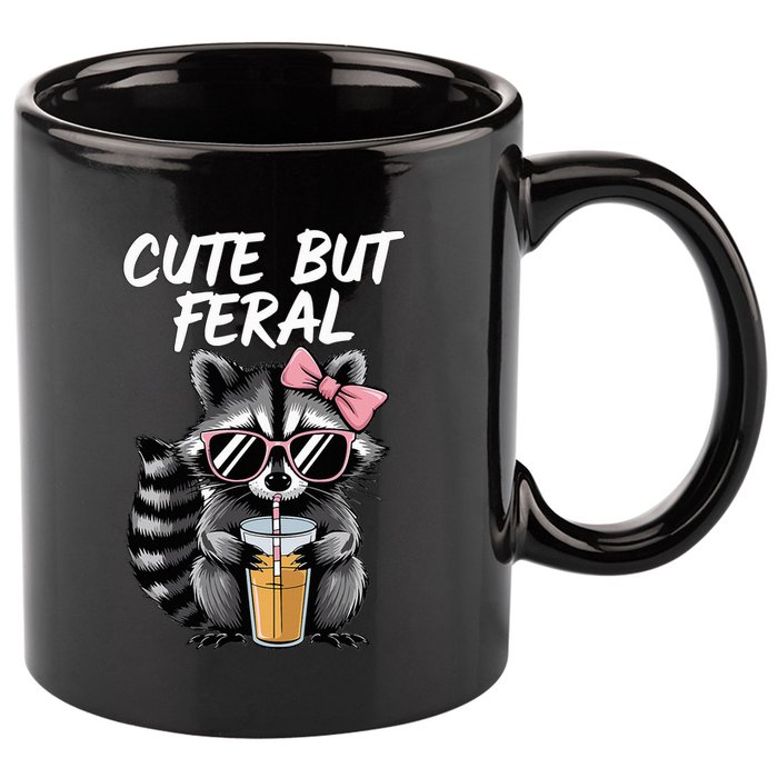 Cute But Feral Raccoon 11oz C Handle Ceramic Mug