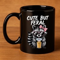 Cute But Feral Raccoon 11oz C Handle Ceramic Mug