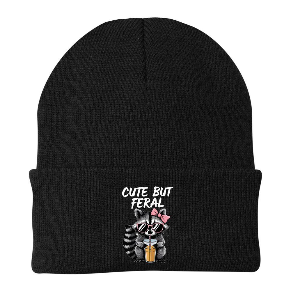 Cute But Feral Raccoon Beanie