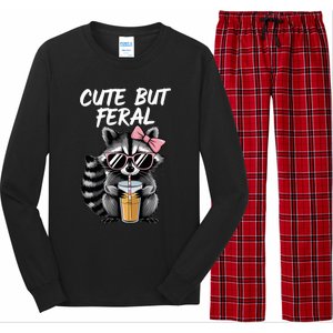 Cute But Feral Raccoon Long Sleeve Pajama Set