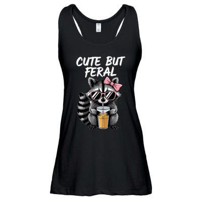 Cute But Feral Raccoon Ladies Essential Flowy Tank