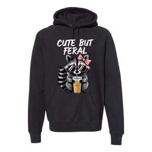 Cute But Feral Raccoon Premium Hoodie