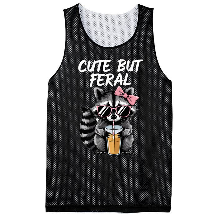 Cute But Feral Raccoon Mesh Reversible Basketball Jersey Tank