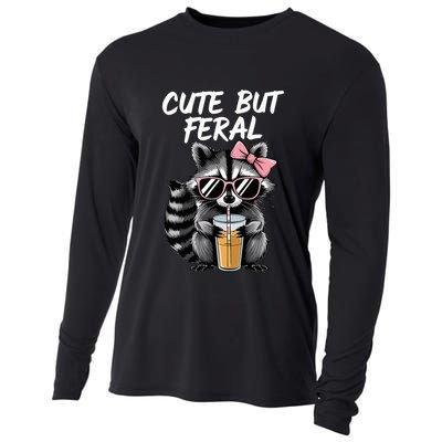 Cute But Feral Raccoon Cooling Performance Long Sleeve Crew