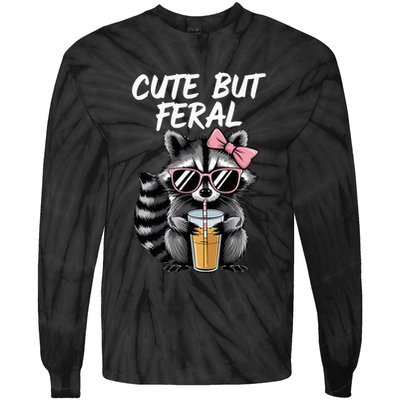 Cute But Feral Raccoon Tie-Dye Long Sleeve Shirt