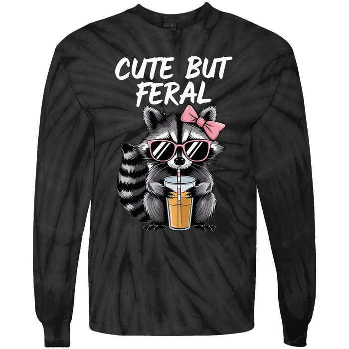 Cute But Feral Raccoon Tie-Dye Long Sleeve Shirt