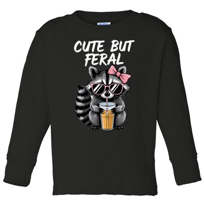 Cute But Feral Raccoon Toddler Long Sleeve Shirt