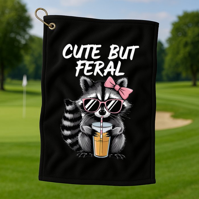 Cute But Feral Raccoon Golf Towel