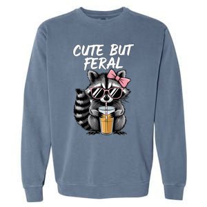 Cute But Feral Raccoon Garment-Dyed Sweatshirt