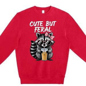 Cute But Feral Raccoon Premium Crewneck Sweatshirt