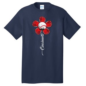 Cincinnati Baseball Flower I Love Cincinnati Baseball Spirit Tall T-Shirt