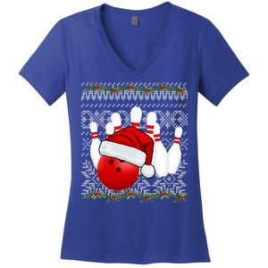 Christmas Bowling Funny Bowling Bowler Gift Women's V-Neck T-Shirt