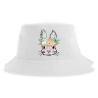 Cute Bunny Face With Pink Glasses Wo Girl Kid Easter Sustainable Bucket Hat