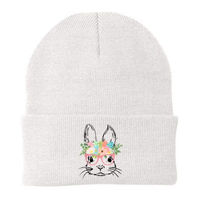 Cute Bunny Face With Pink Glasses Wo Girl Kid Easter Knit Cap Winter Beanie