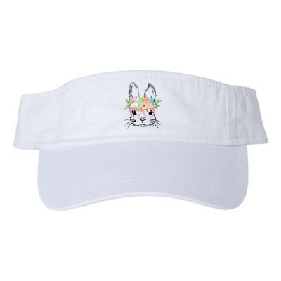 Cute Bunny Face With Pink Glasses Wo Girl Kid Easter Valucap Bio-Washed Visor