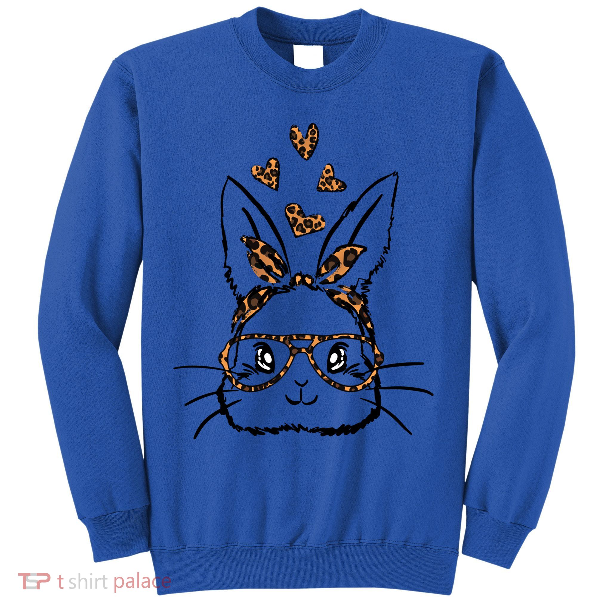 Cute Bunny Face With Leopard Sunglasses Bubblegum Easter Day Funny Gift Sweatshirt